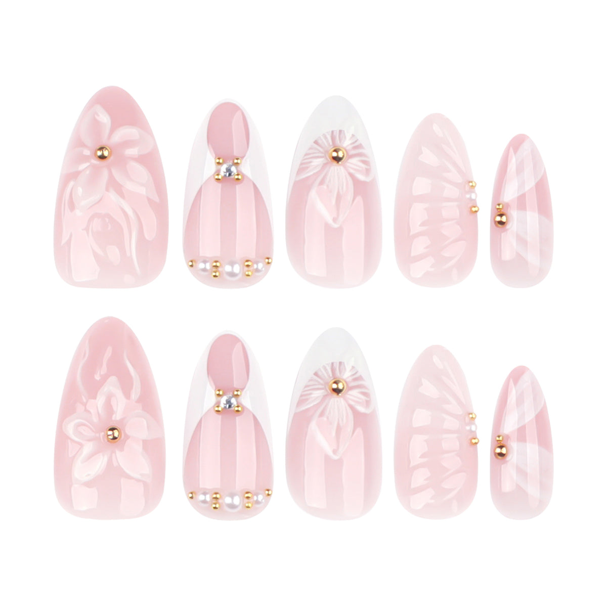 Handmade 3D Sculpted Flower Press-on Nails