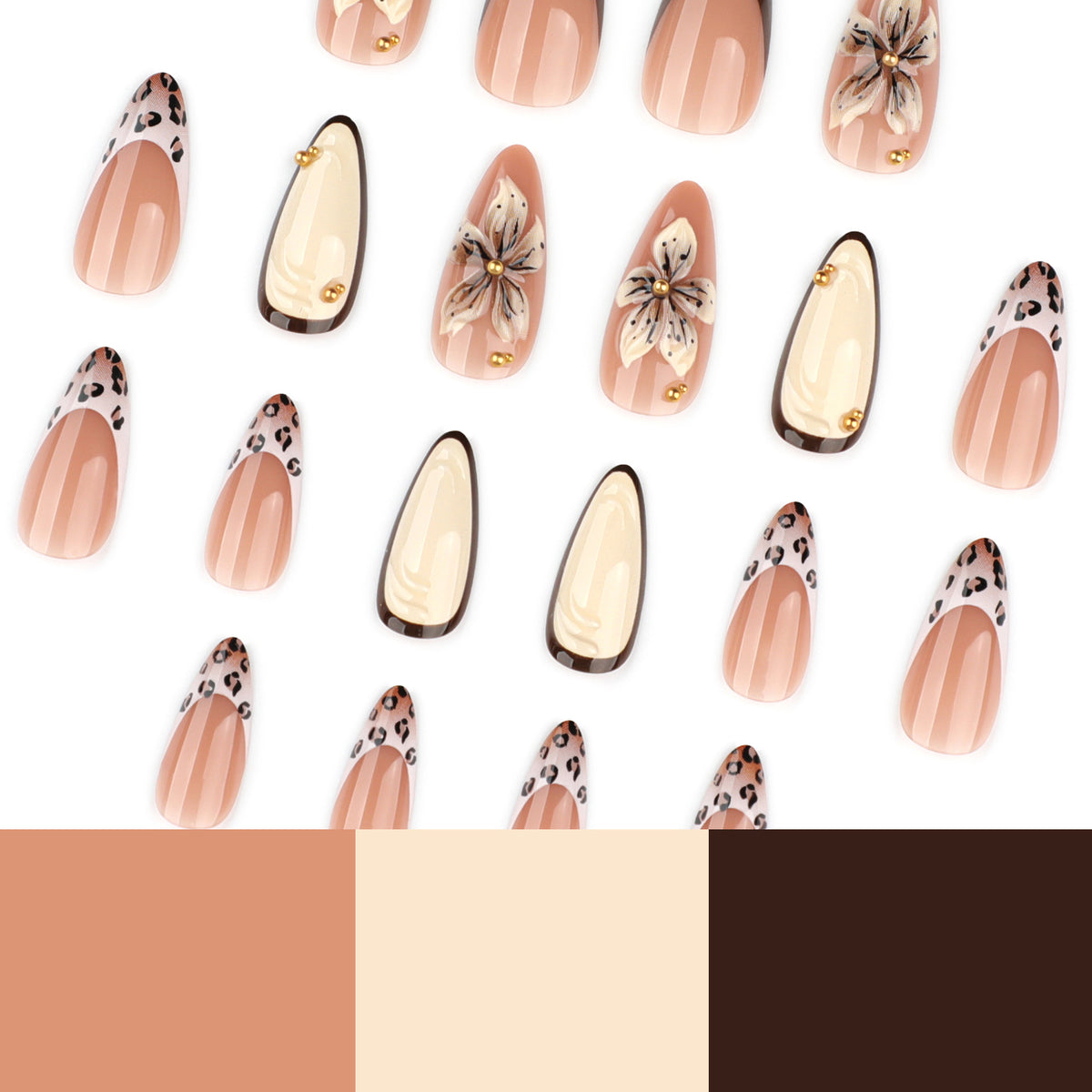 3D Floral French Tip Nails