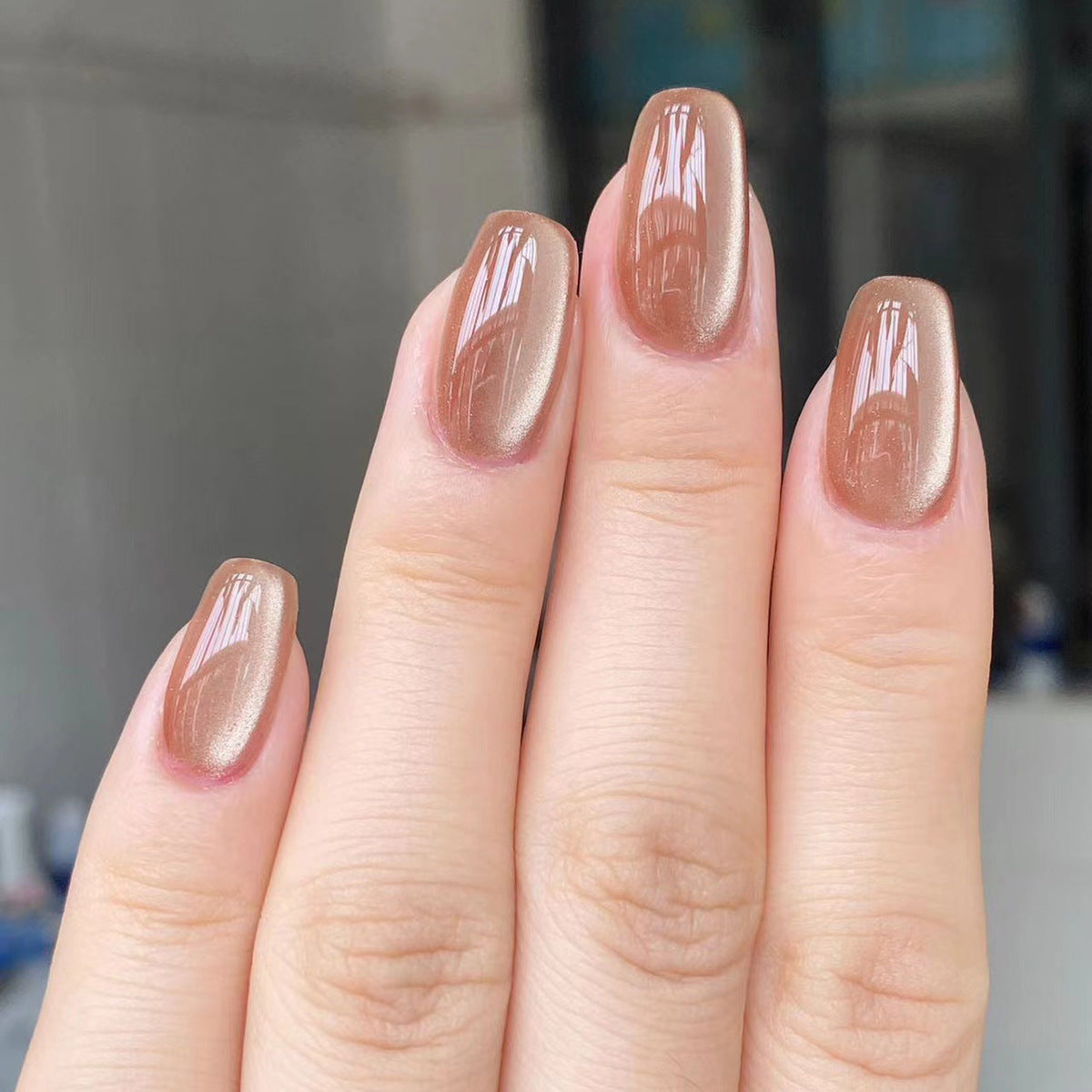 Minimalist Cat-eye Short Ladder Nail Art