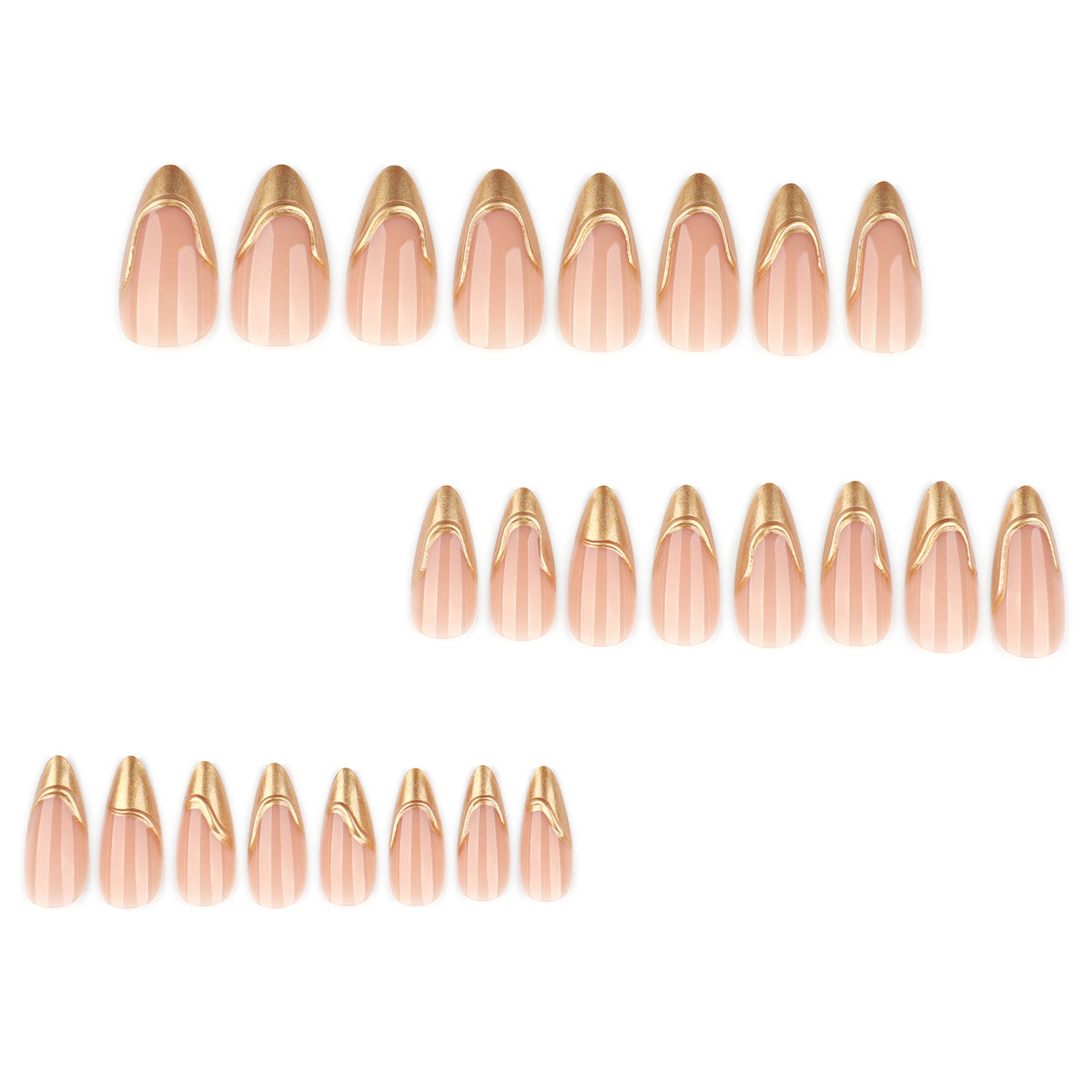 3D French Gold Tip Nails