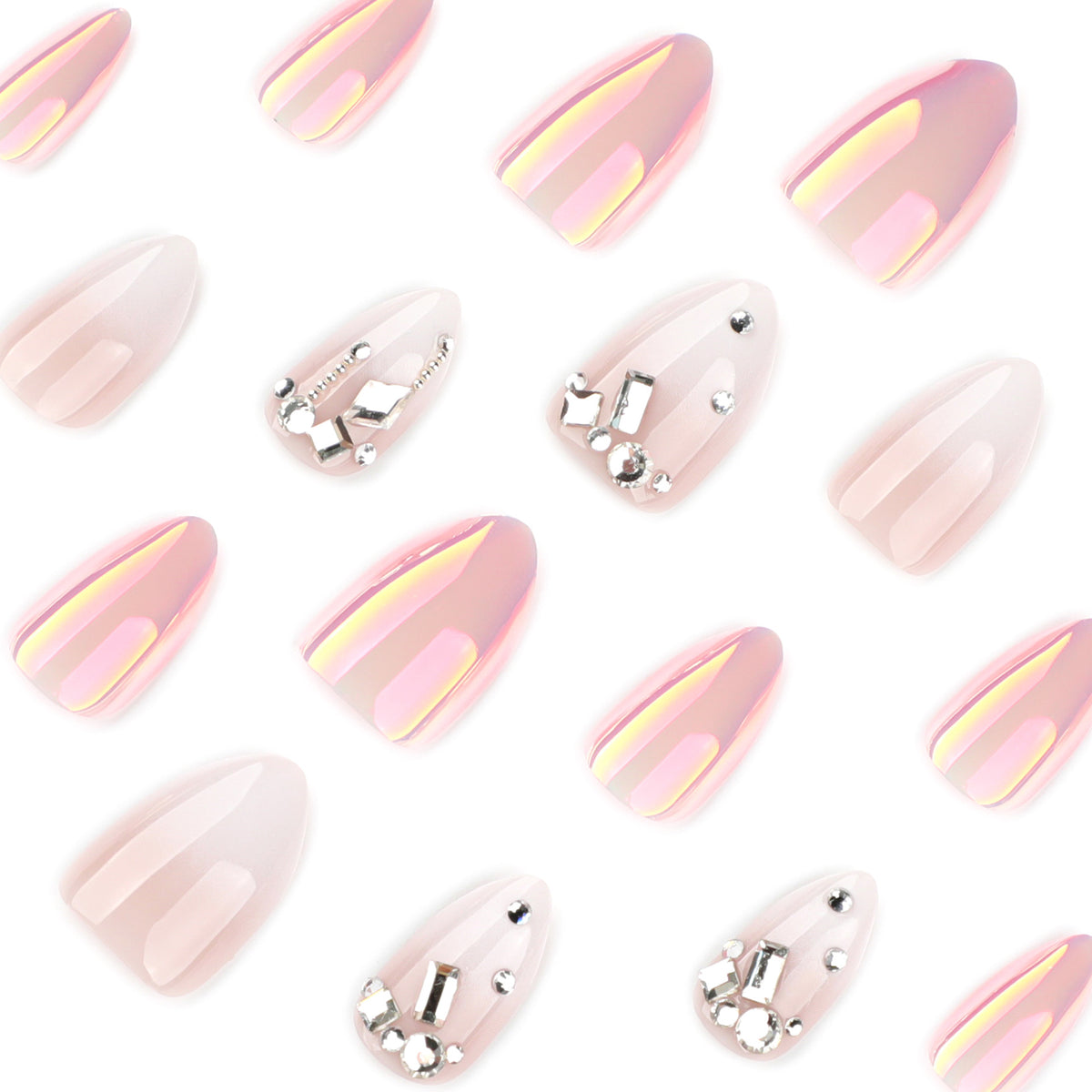 Luxury 3D Jeweled Chrome Press-on Nails