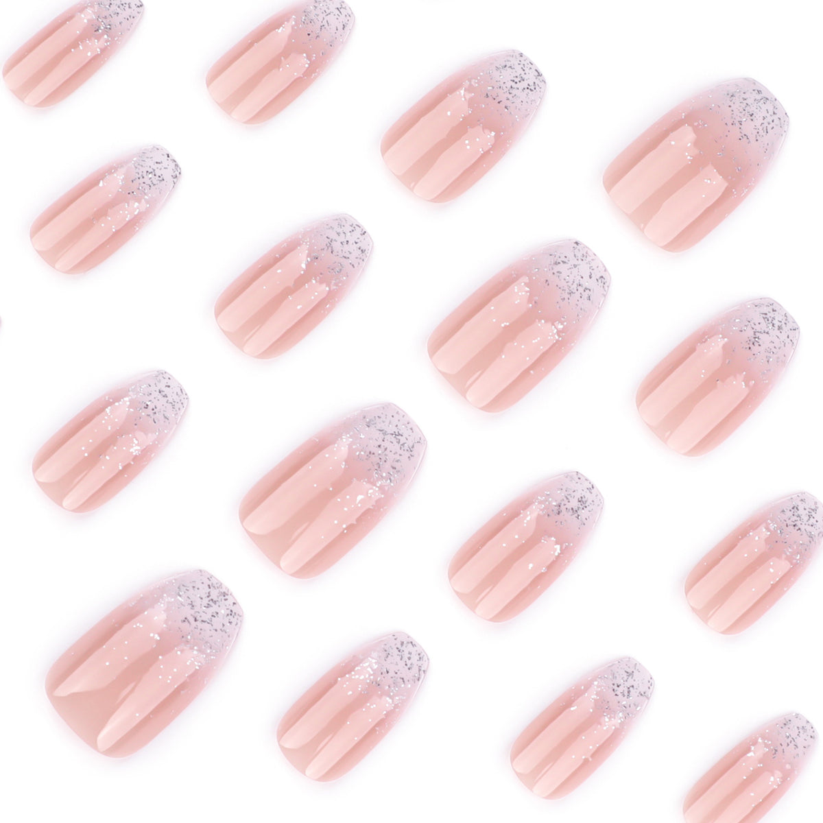 Handmade Silver Glitter Gradient Press-on Nails