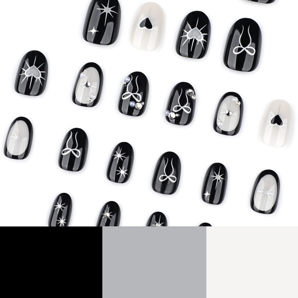 Handmade Goth Black Heart Y2K Press-on Nails