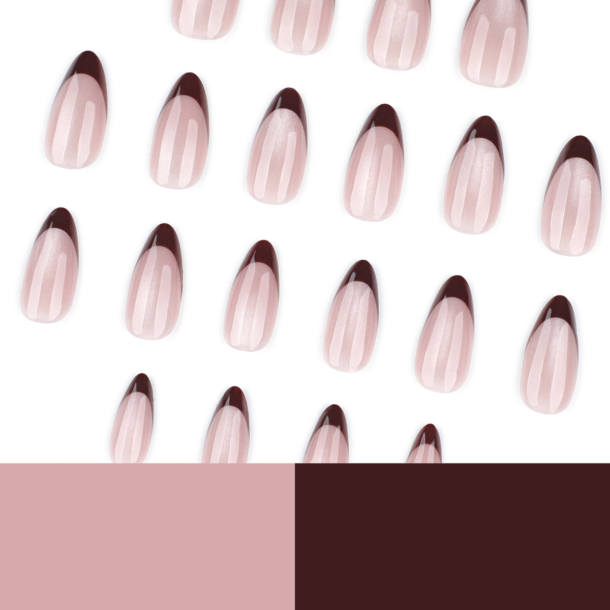 Warm Brown French Cat Eye Nails