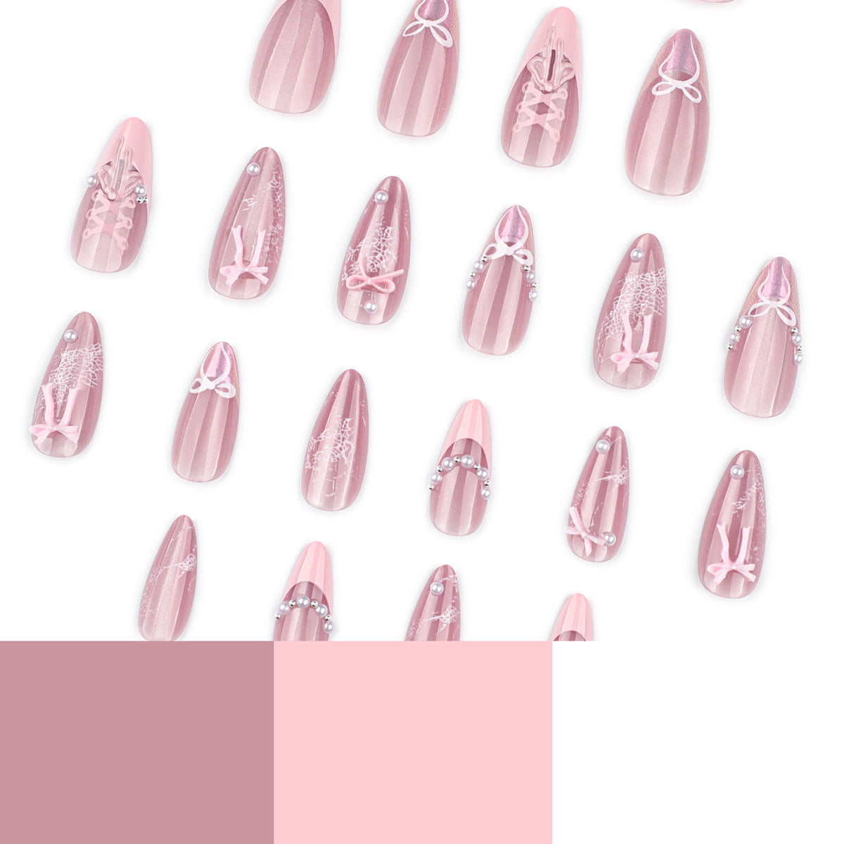 Sweet Pink 3D Bow French Tip Nail Art
