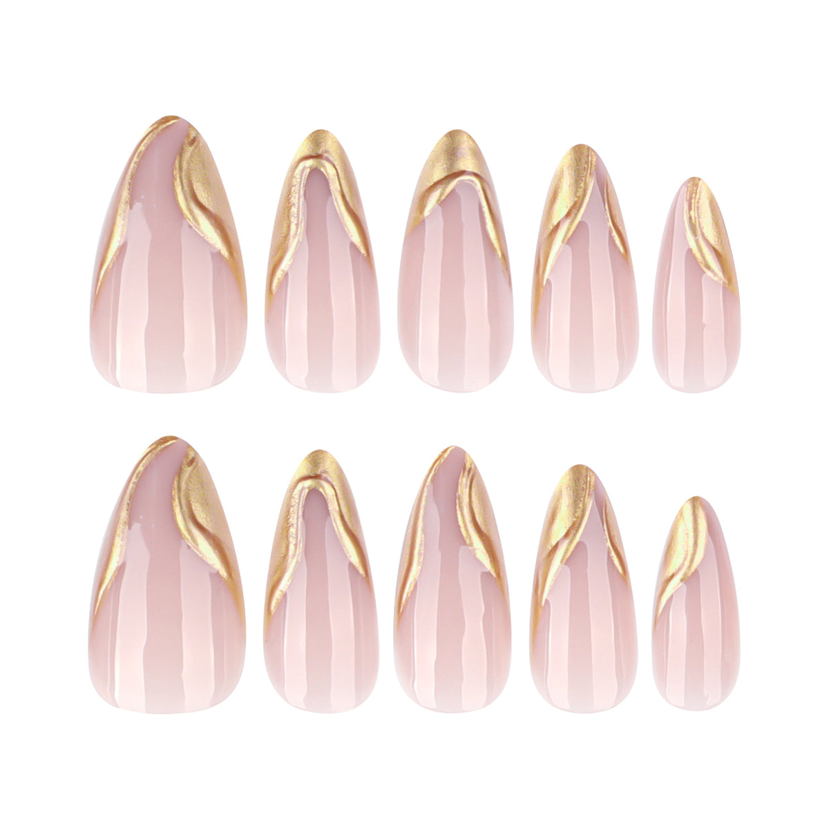 3D Textured Gold Metallic French Tip Press-on Nails