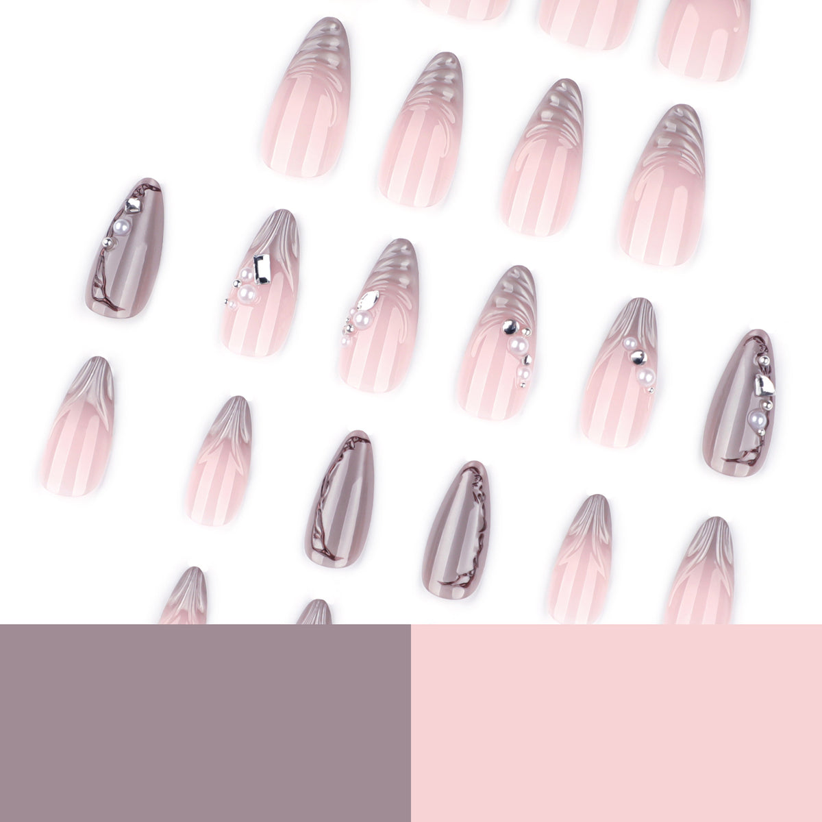 French Light Cat Eye 3D Water Ripple Nails