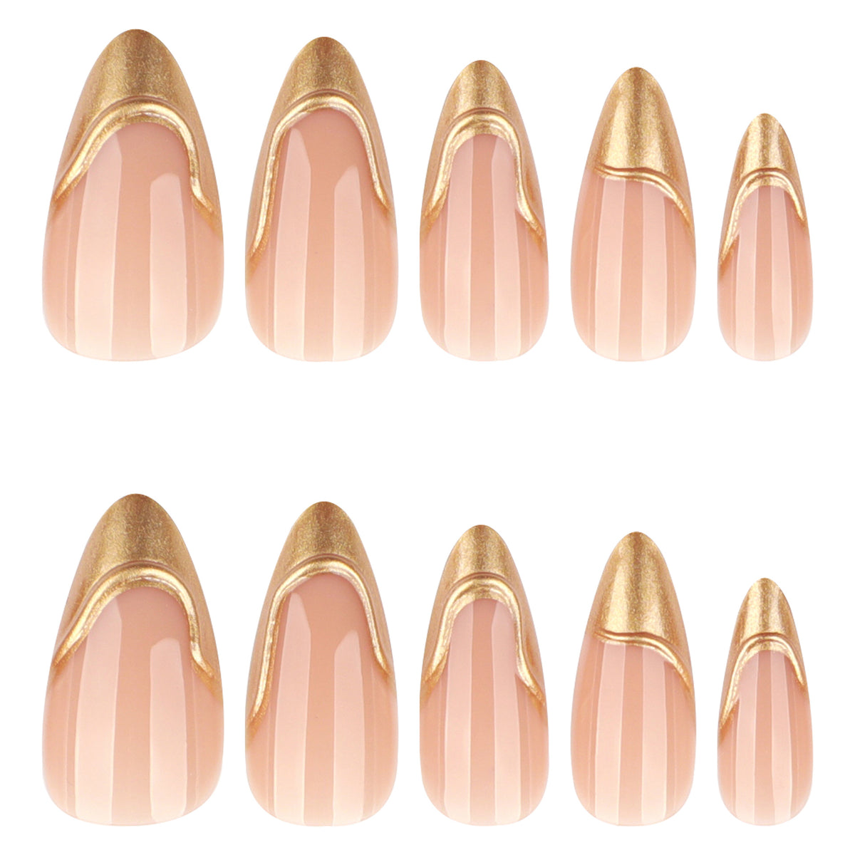 3D French Gold Tip Nails