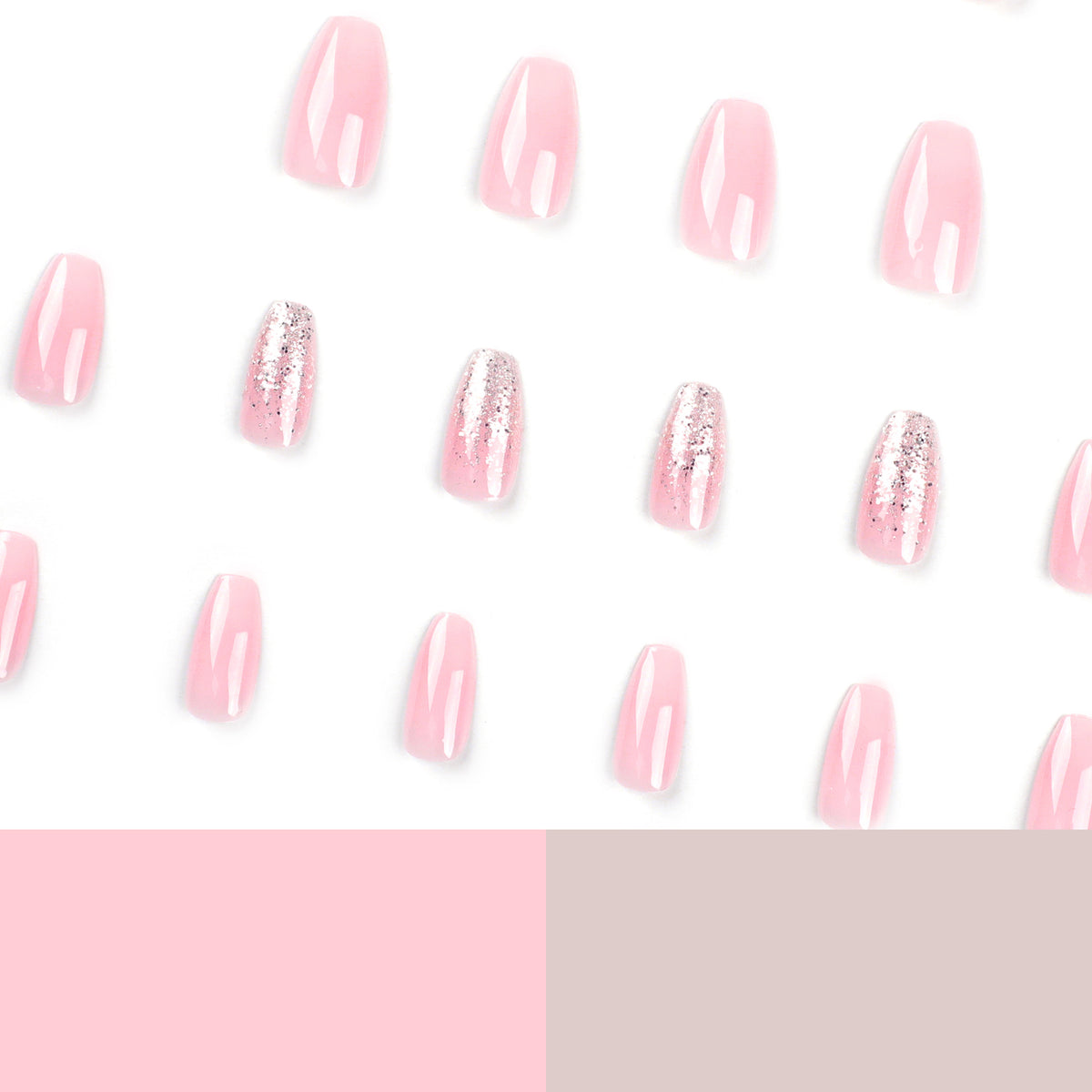 Aesthetic Pink and White Ombre Glitter Press-on Nails