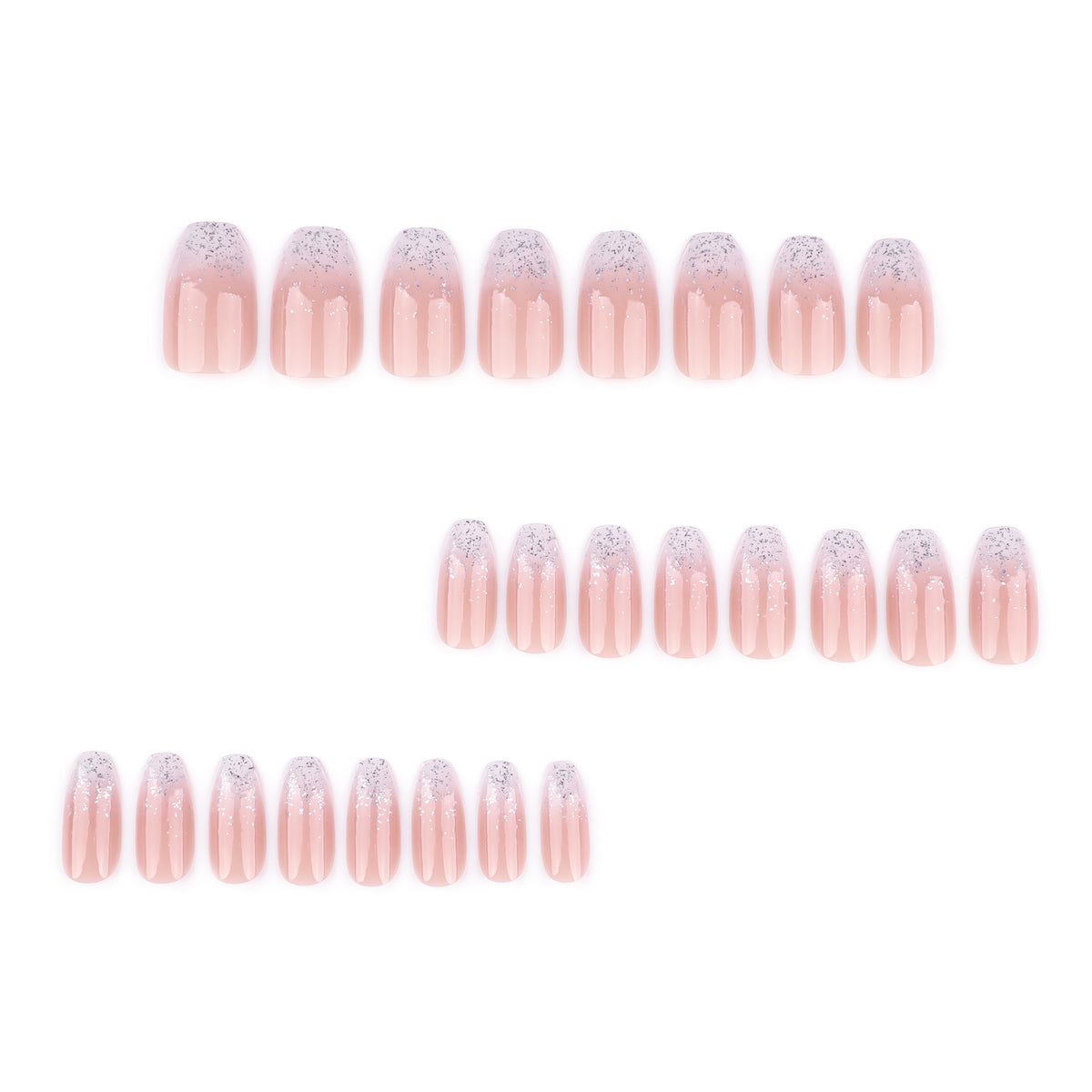 Handmade Silver Glitter Gradient Press-on Nails
