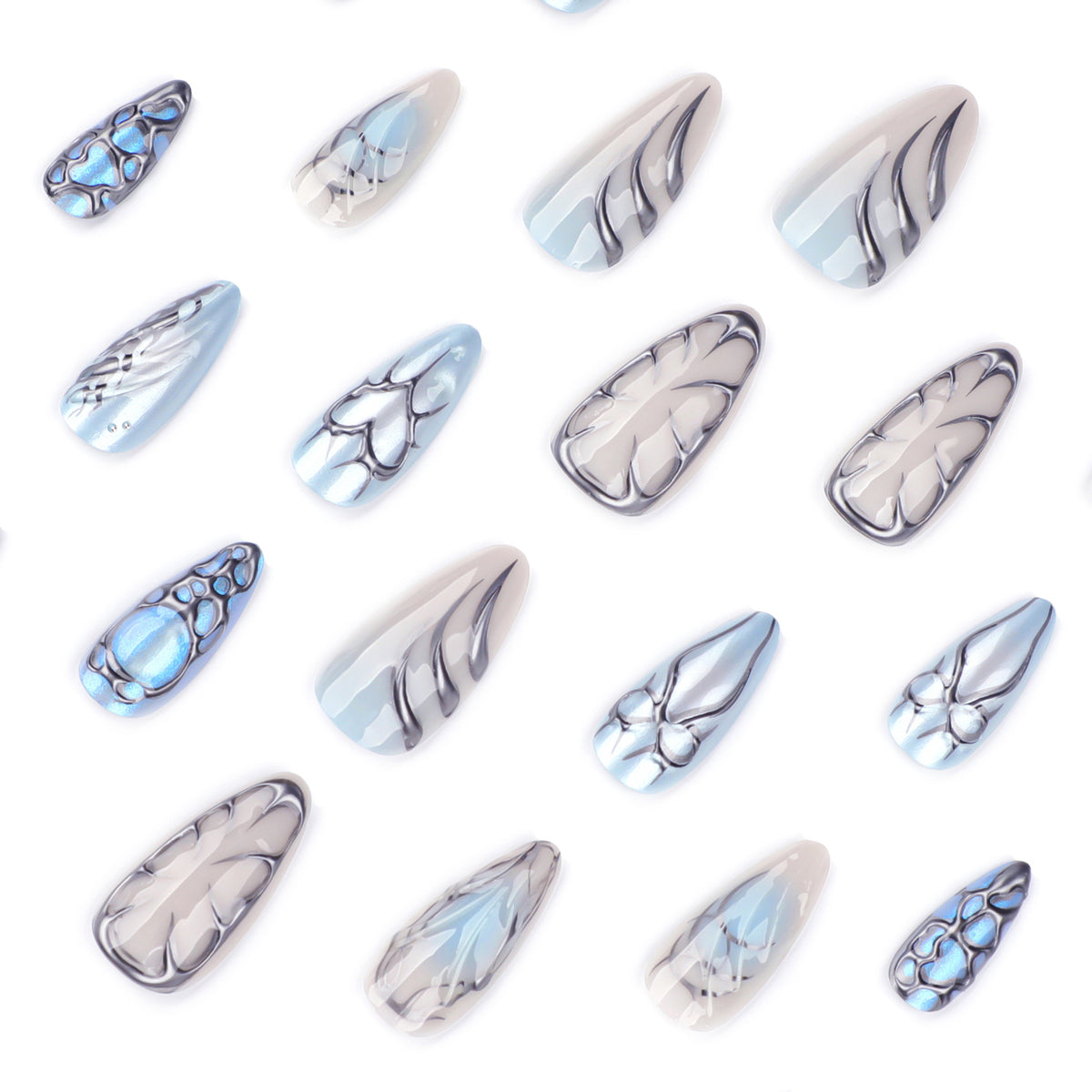 Ice Blue Y2K Cyber 3D Nails