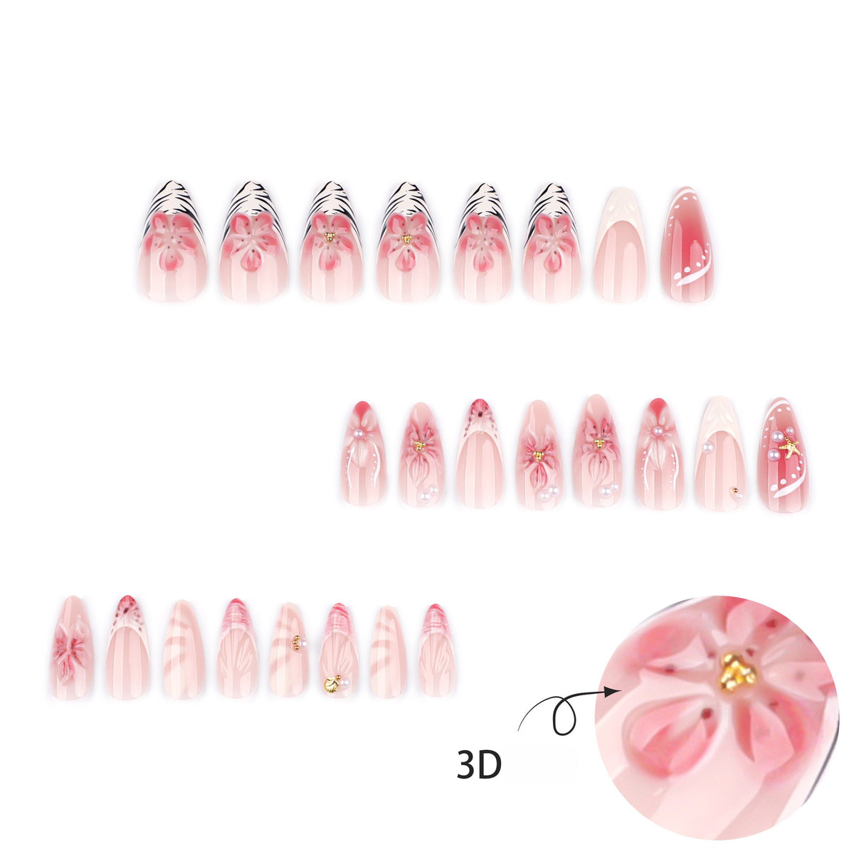 Handmade 3D Sculpted Flower Press-on Nails