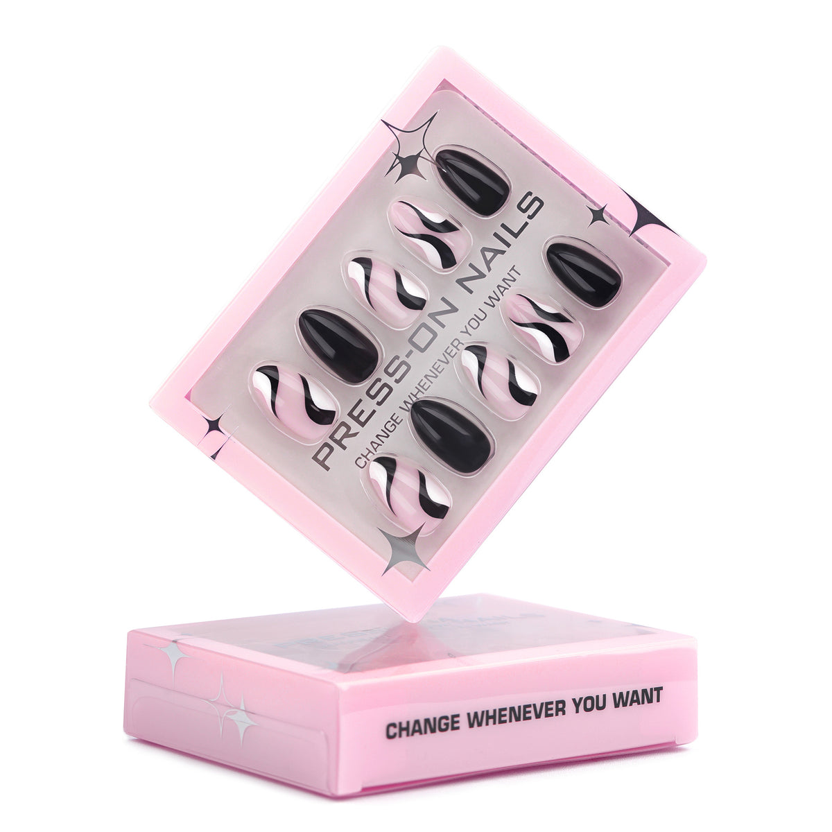 Black Abstract Stripe Press-On Nails