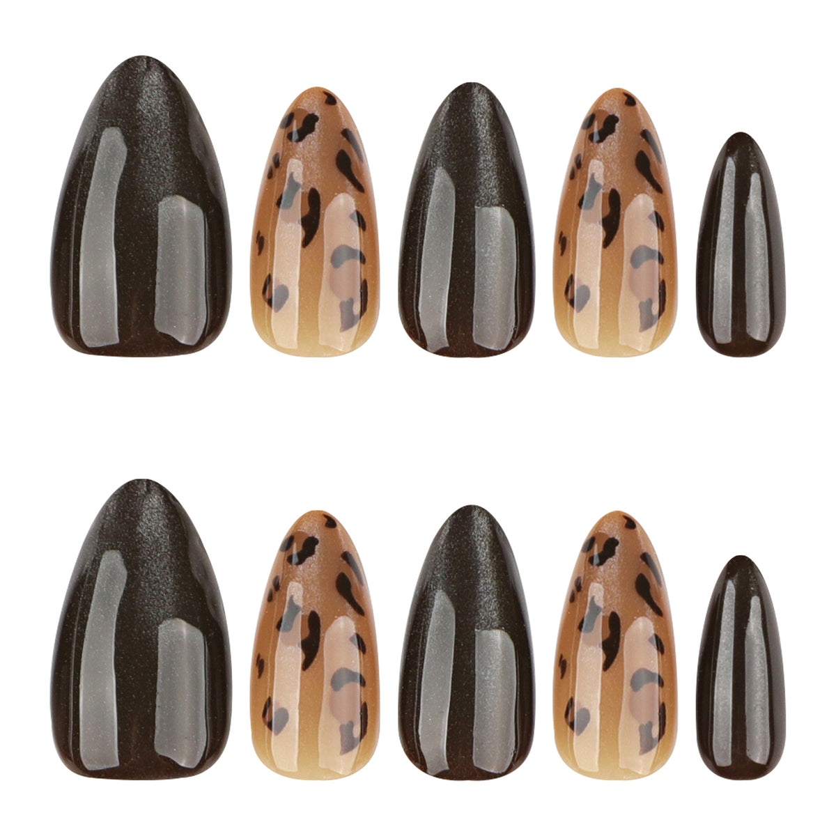 Leopard Print Cat Eye Almond Press-On Nails