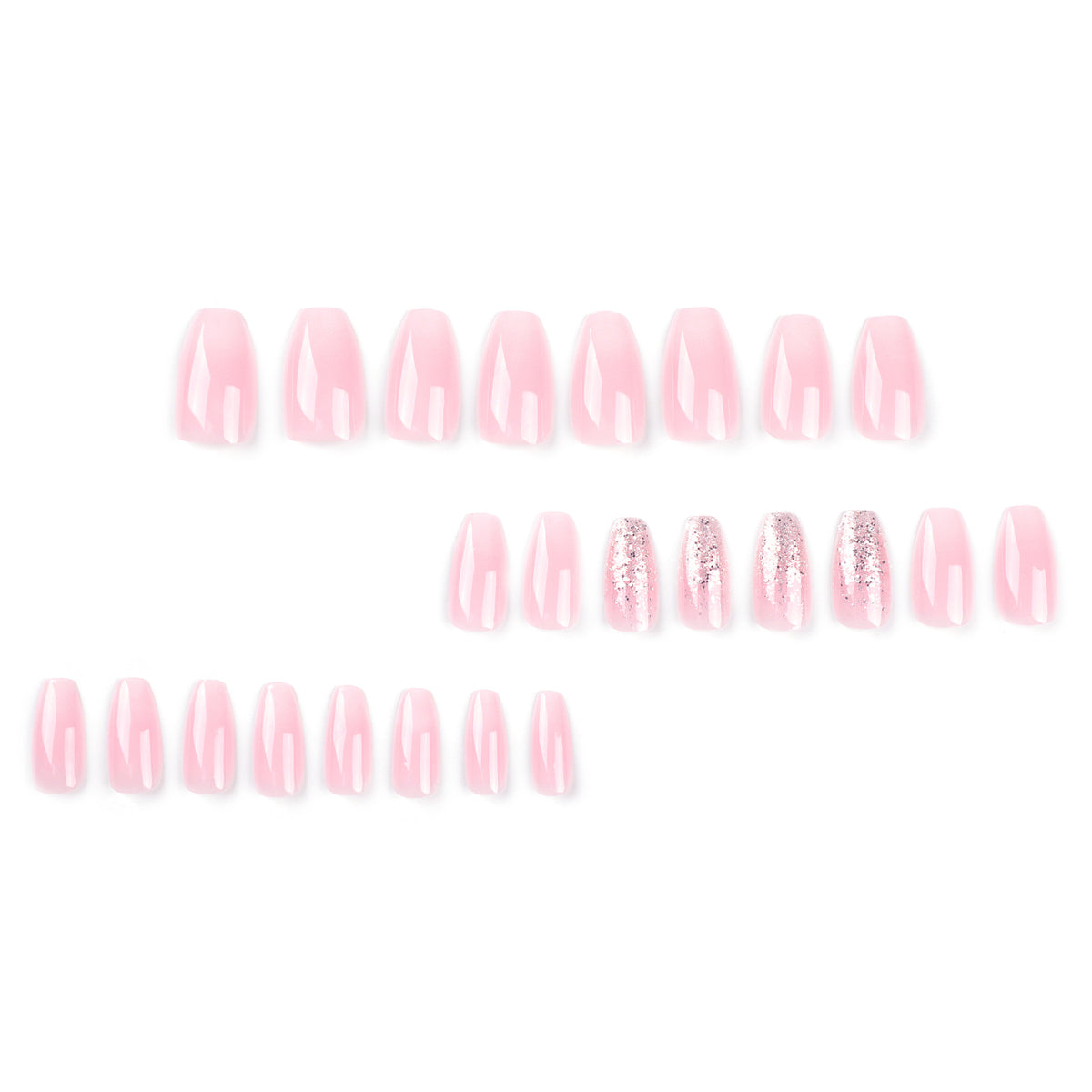 Aesthetic Pink and White Ombre Glitter Press-on Nails