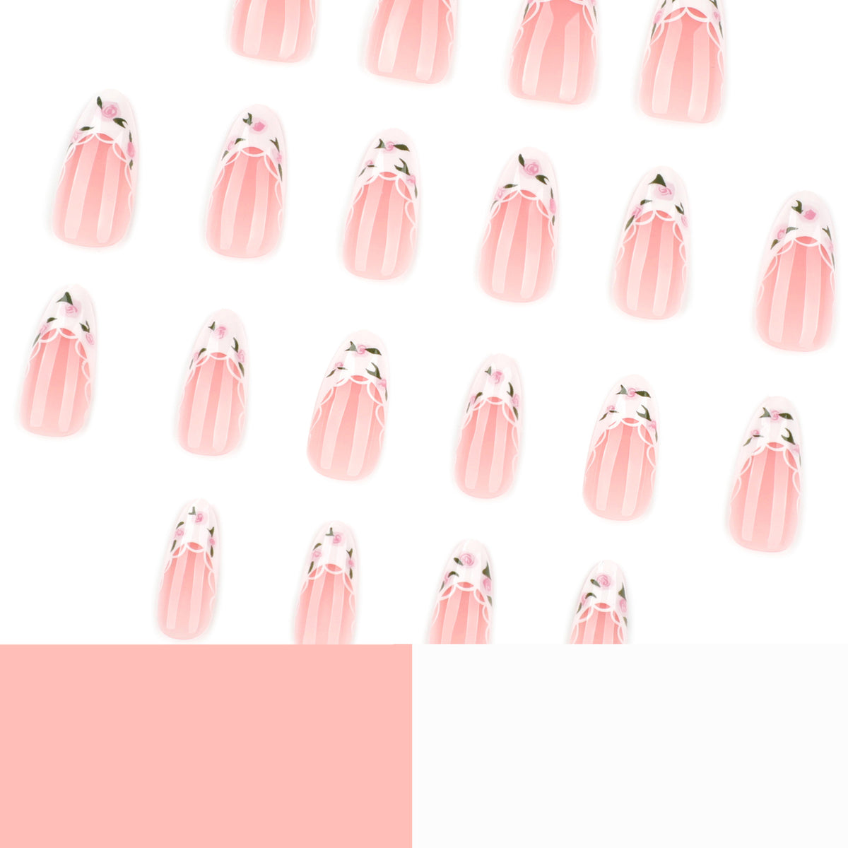 Handmade White French Tip Floral Press-on Nails