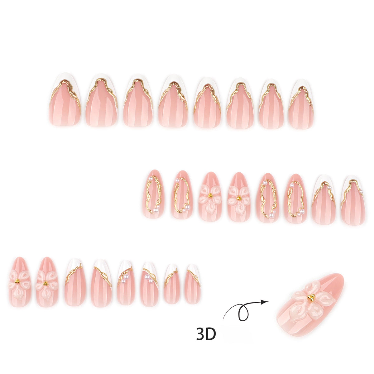 Handmade 3D Sculpted Flower Press-on Nails