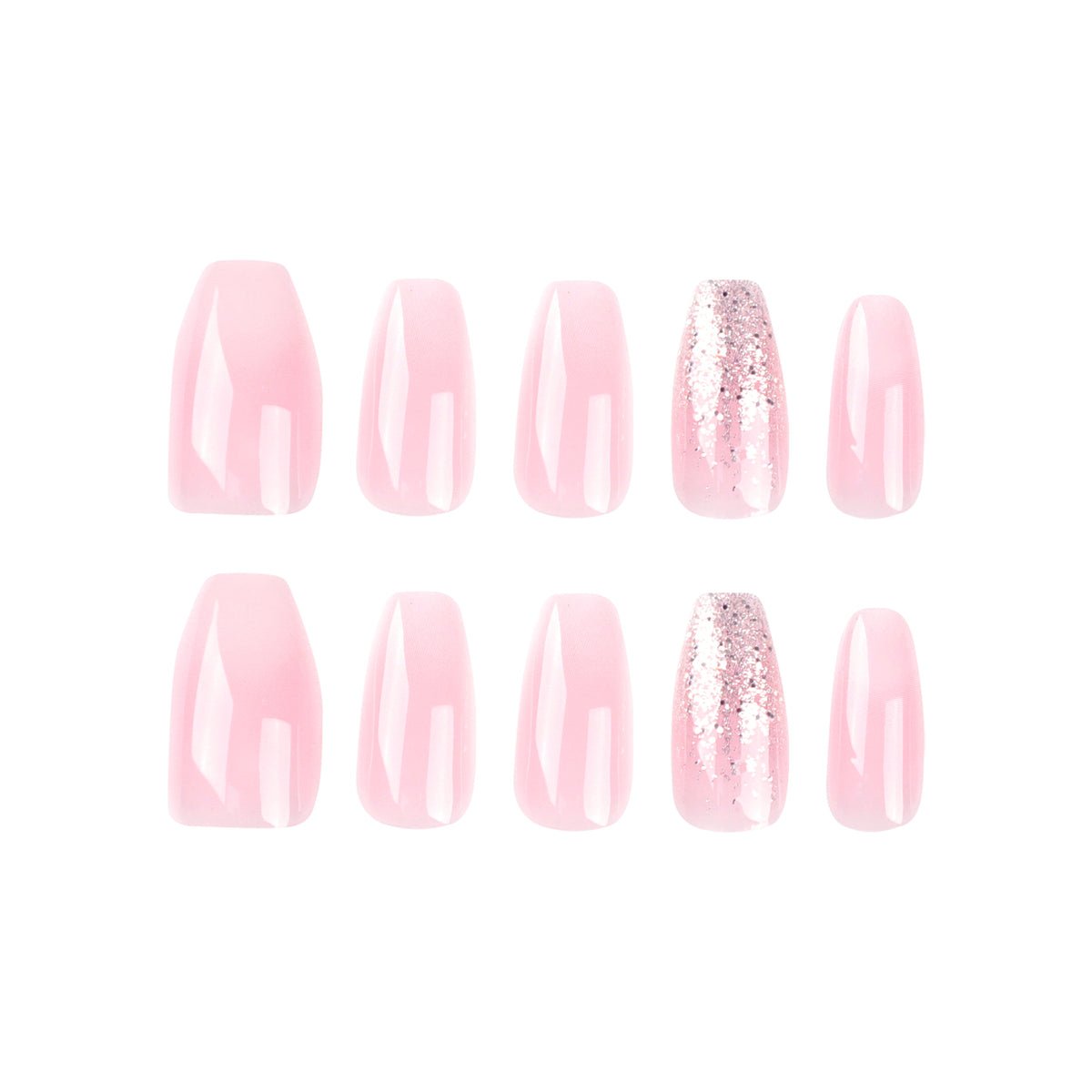 Aesthetic Pink and White Ombre Glitter Press-on Nails