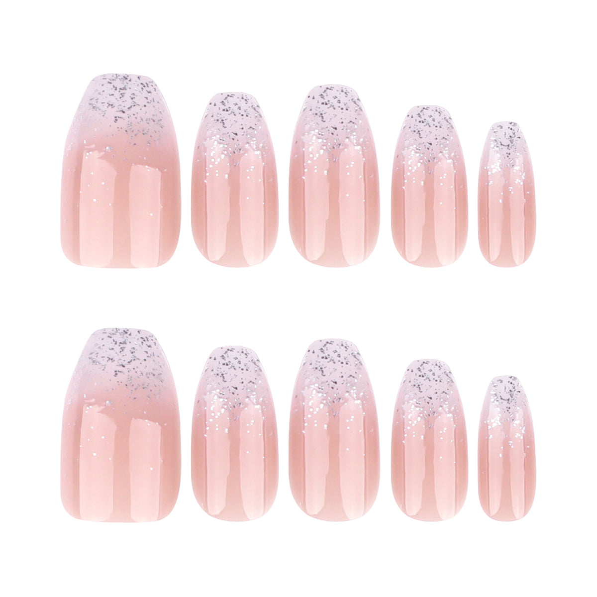 Handmade Silver Glitter Gradient Press-on Nails