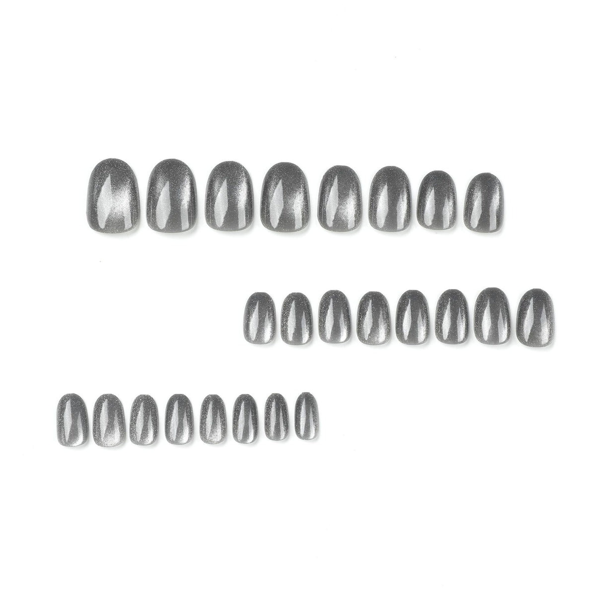 Silver Grey Magnetic Cat Eye Press-on Nails