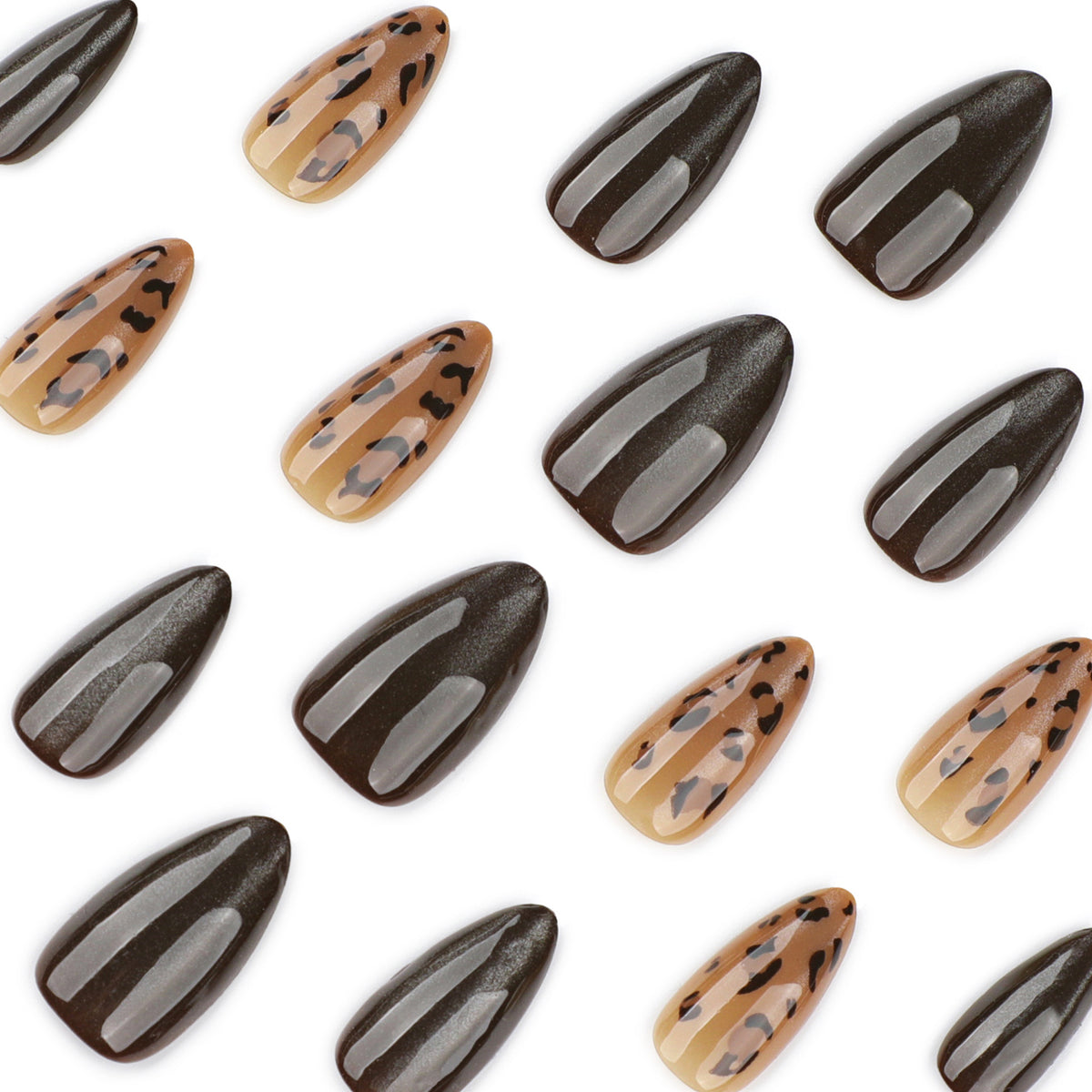 Leopard Print Cat Eye Almond Press-On Nails