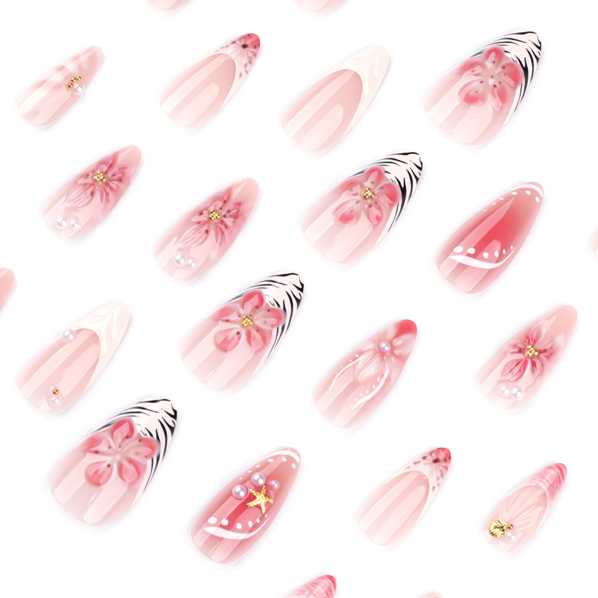Handmade 3D Sculpted Flower Press-on Nails